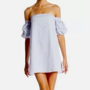 NWT Rampage Blue White Seersucker striped  dress S